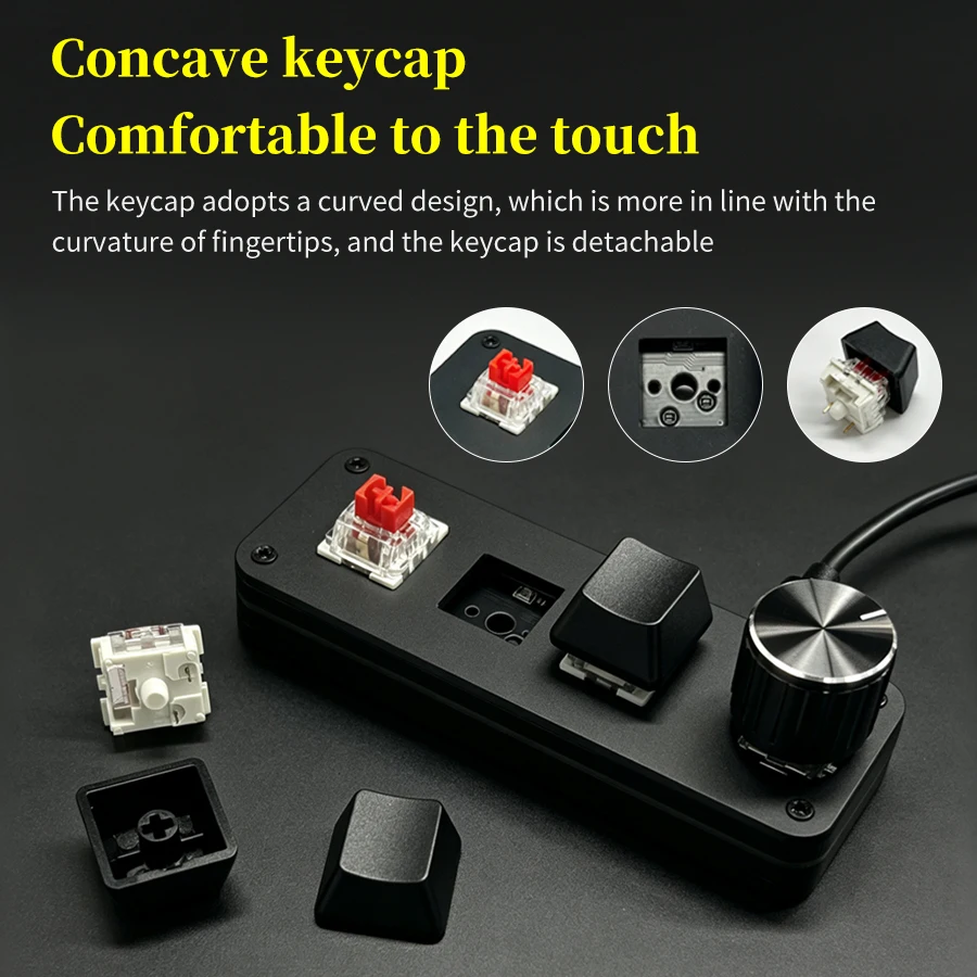 Versatile 3-Key Programmable Mechanical Keypad with Knob