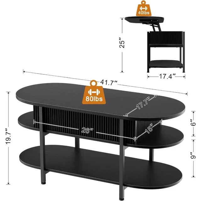Oval Lift-Top Coffee Table 2