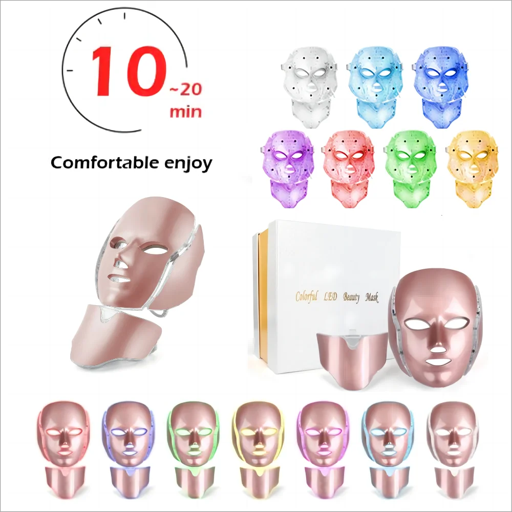 LED Mask Instrument Photon IPL Device Anti-Acne Apparatus Micro Current Colorful Mask Beauty Instrument for Wearing on Neck