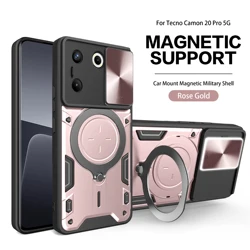 Custodia per telefono Heavy Duty Rugged Armor con supporto magnetico e copertura per protezione della fotocamera scorrevole