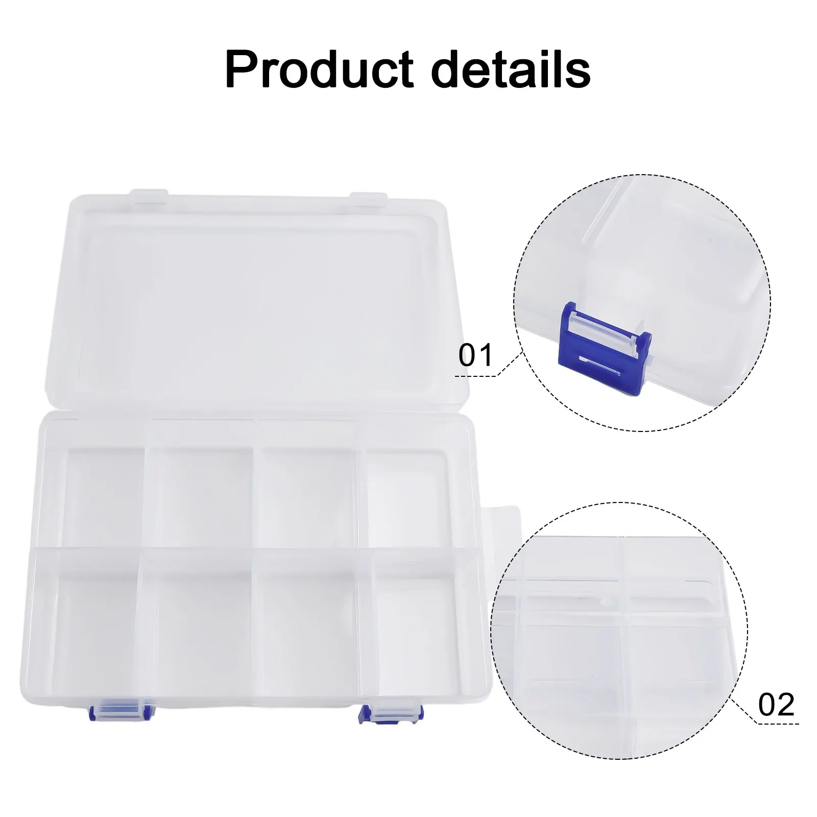 

Home Garden Storage Organization Compartment Plastic Box Screw Holder Case Adjustable 8 Grids Transparent Be Locked Dustproof