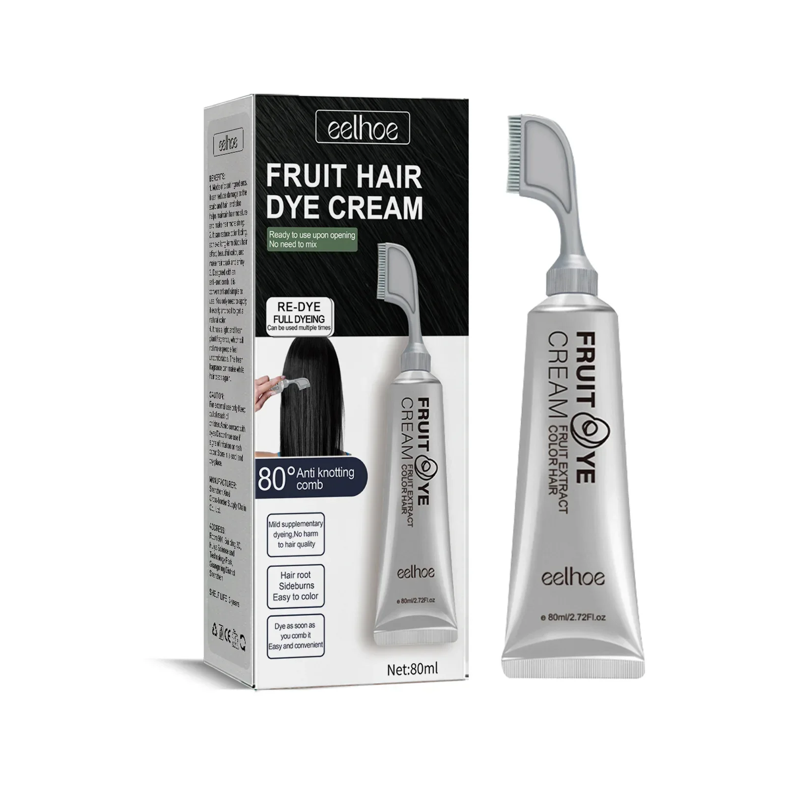 Sdottor New Hair Dye Cream Permanent Color Plant Based Comb Botanical Bubble Hair Nourish Luster Long Lasting Fragrance Covering