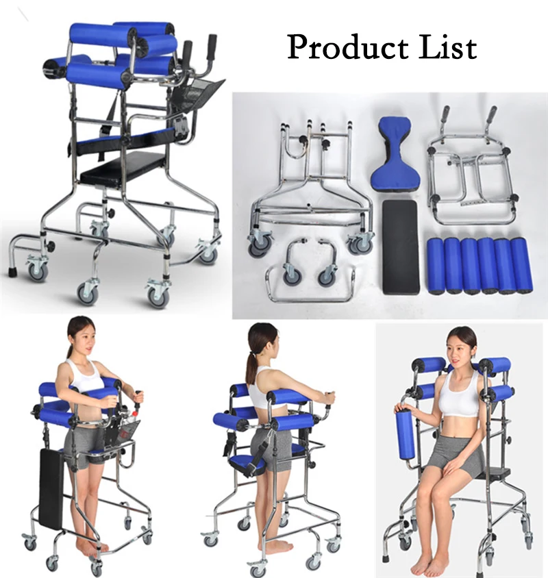 8 Wheels Nursing Care Adjustable Stainless Steel Kids Adult Walker Stand Hemiplegia Walking Aid 2
