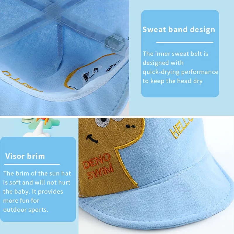 Cartoon Dinosaur Baseball Cap for Baby Kids 1-3Y