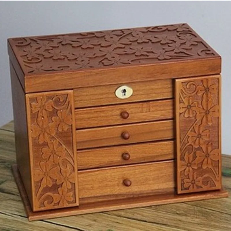 

Luxury fashion Wooden princess huge super jewelry accessories storage organizer box case casket wedding Mother birthday gift