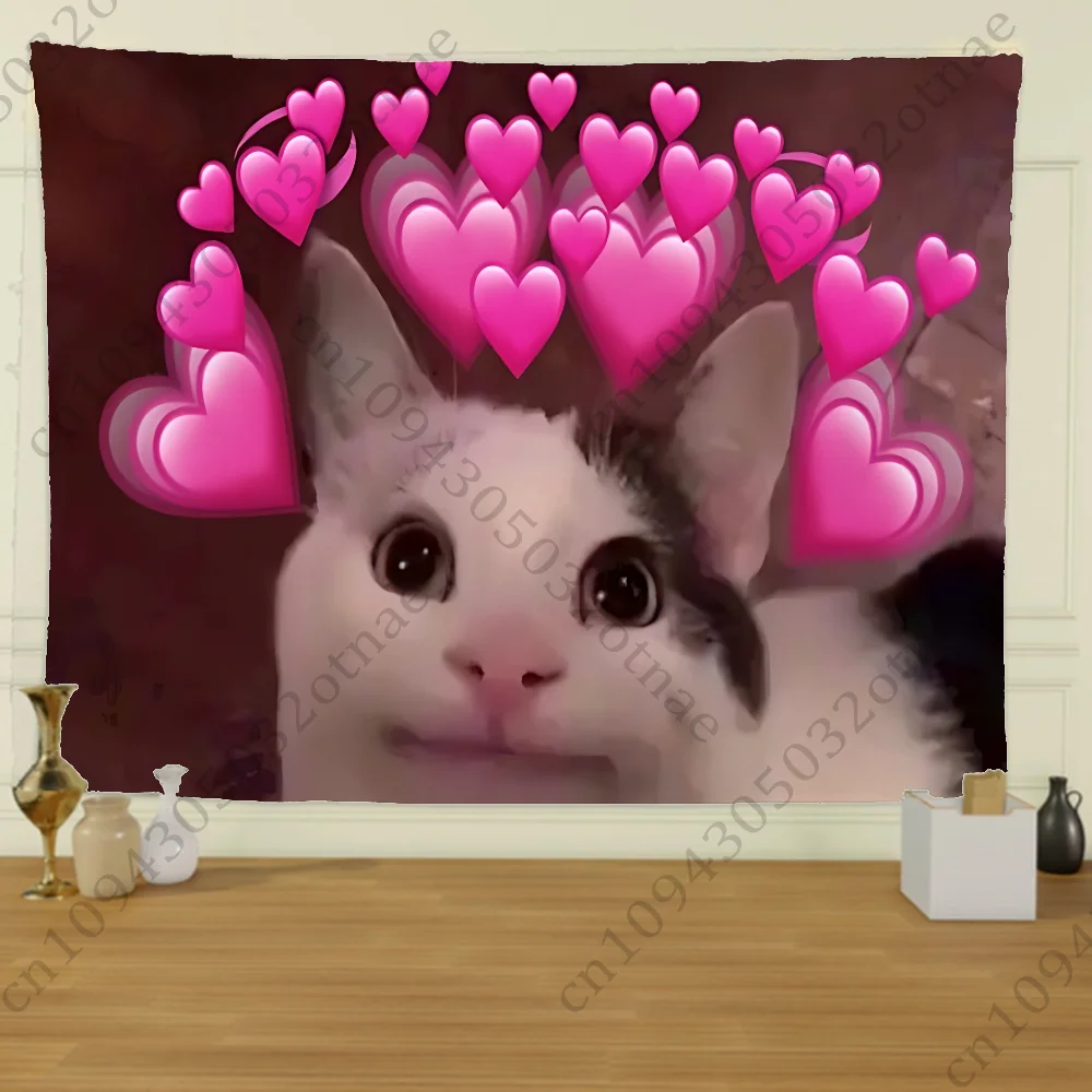 Kawaii Animal Memes Flag Tapestry Creative Pattern Photo Living Room Wall Art Tapestry Decor Party Outdoor Decorate Banners