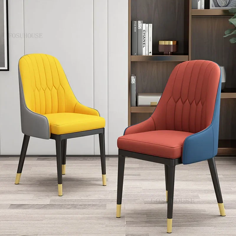 Scandinavia Leather Dining Chairs FOR DINING ROOM Backrest Chair Nordic Modern Light Luxury Design Household Hotel Chair dining chair