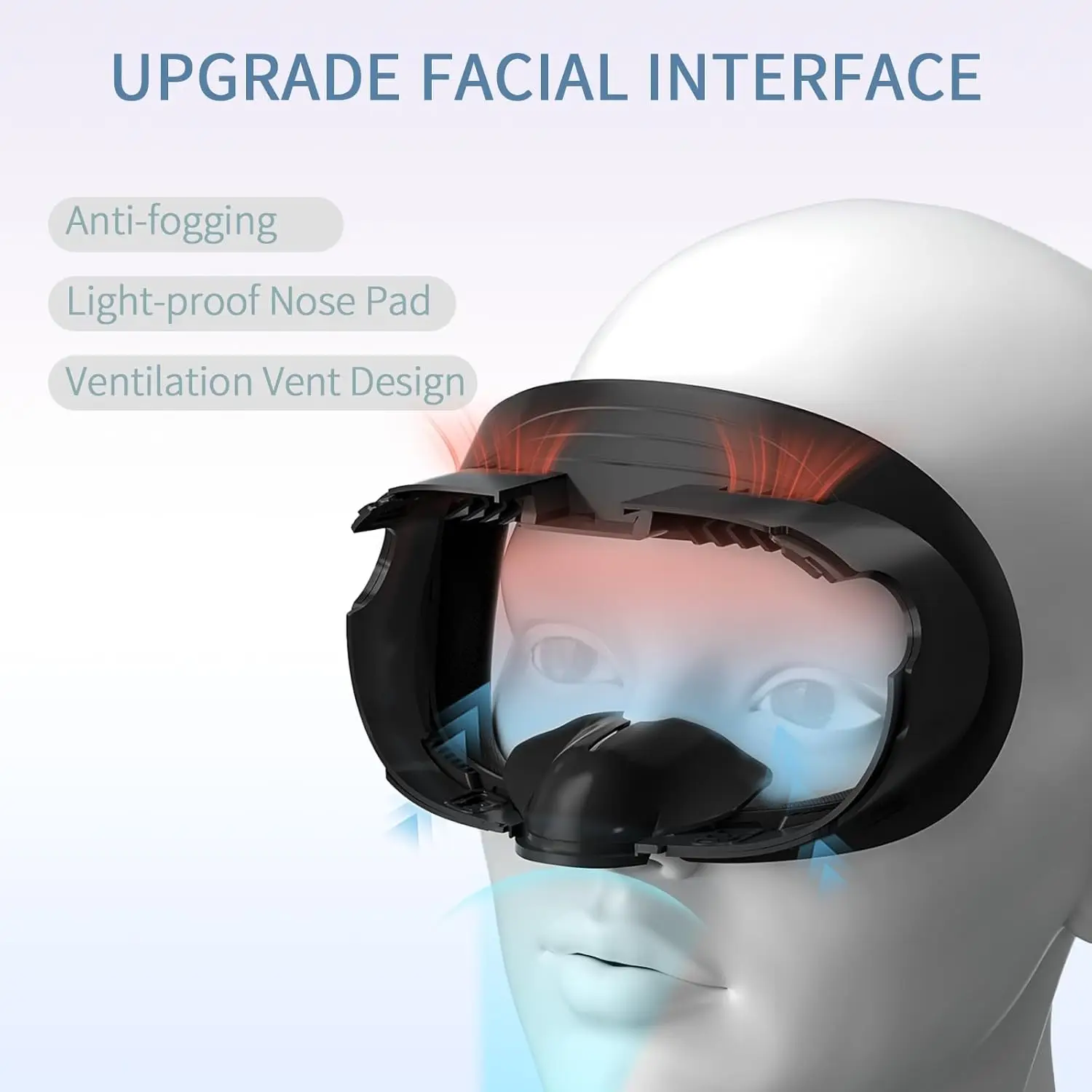 Face Pad 3PCS Thickening Cooling PU Leather Cushion Mesh Cloth Pad For Oculus quest 3 VR Accessories Set VR Face Pad Facial Interface Cushion Pad