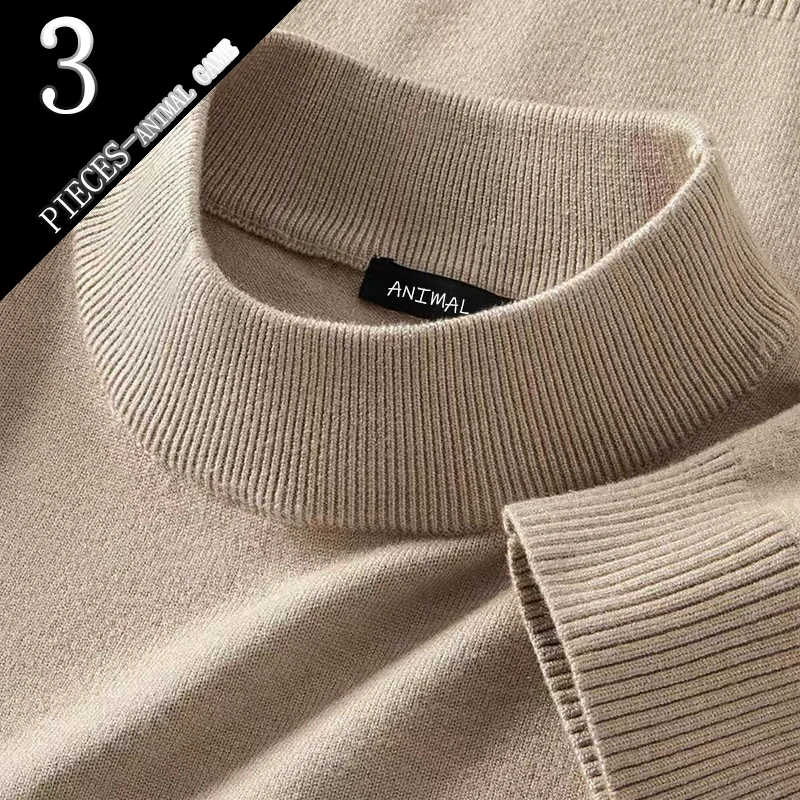 Animal Game 3 Pack Mens Mock Neck Casual Sweater Half Turtleneck Pullovers Sweaters Knitwear Men's Cold Blouse Spring Outwear