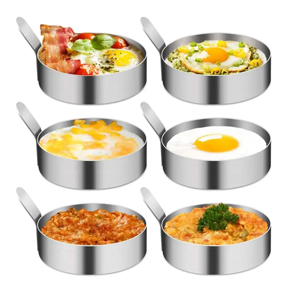 2Pcs 304 Stainless Steel Round Fried Eggs Mold Pancake Forming Mould Omelet Rings Kitchen Cooking Tools egg mold egg ring