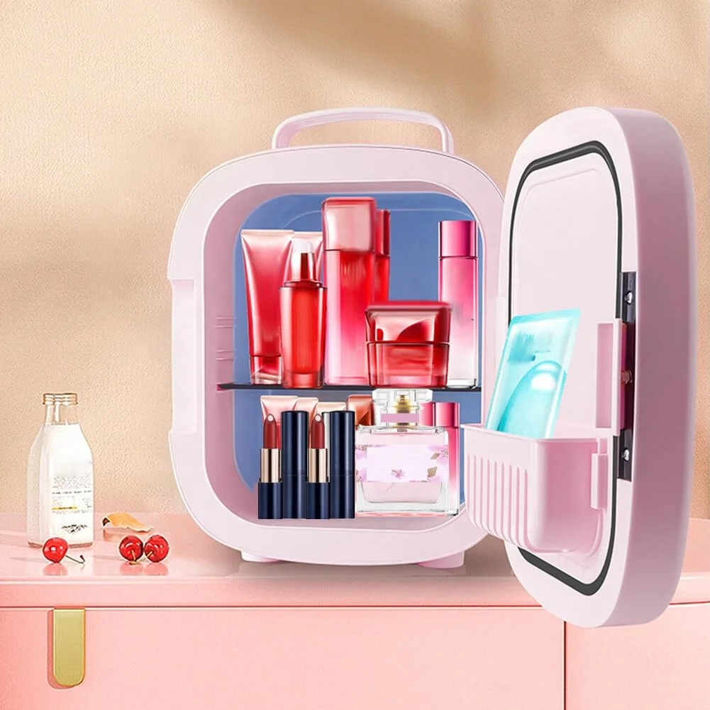 

6L Portable Cooler & Warmer Mini Beauty Cosmetics Fridge With LED Light Makeup Mirror Beauty Refrigerator For Cosmetic