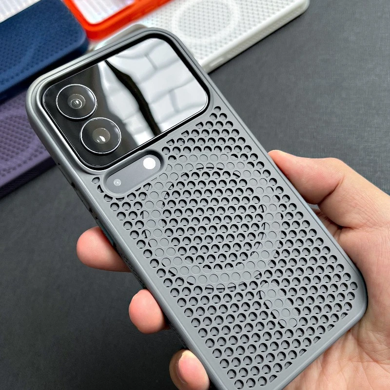 Luxury Magnetic Cooling Honeycomb Silicone Shockproof Case with Wireless Charging Capability