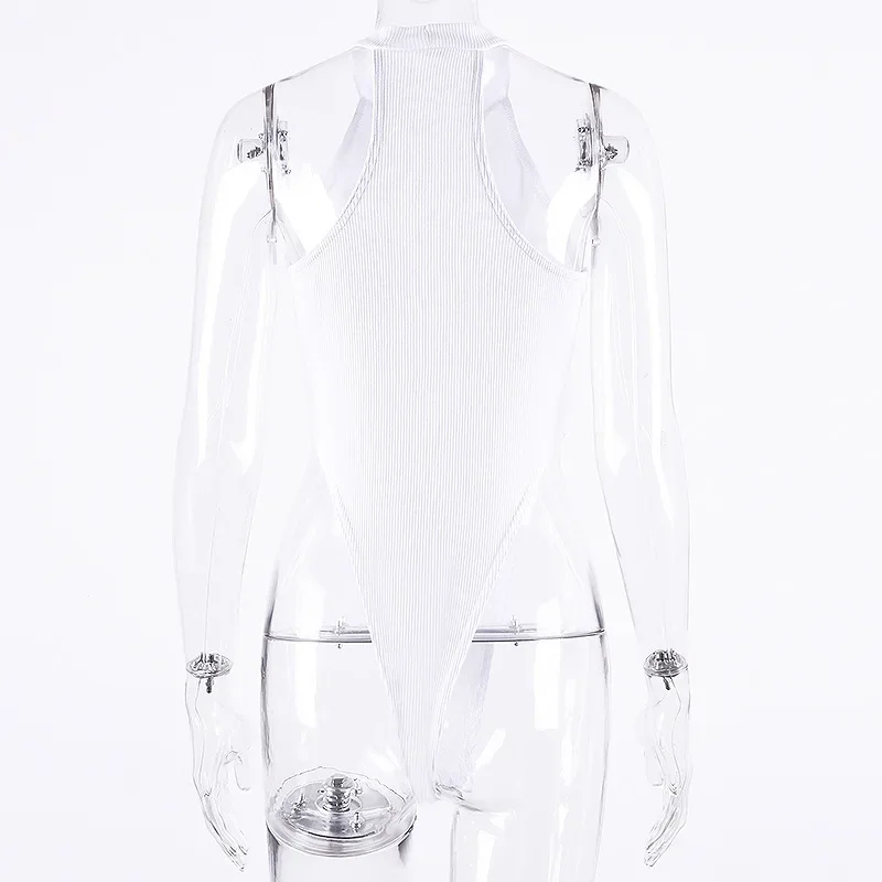Einteiliges Streetwear Y2k Festival Outfit Mode Enger Ausschnitt Dessous Sexy Damen Einfarbig Rundhals Ärmelloser Body – Detail 23