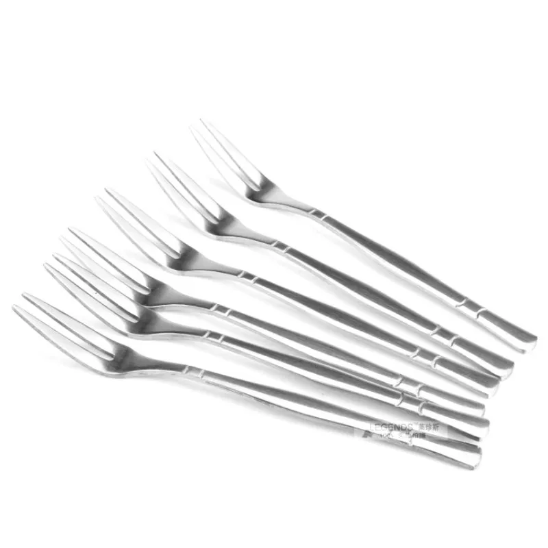 

Stainless Steel Two-tine Flatware Fruit Fork Birthday Party Pick Fruit Snack Dessert Fork Kitchen Accessorie 6 Pcs/lot