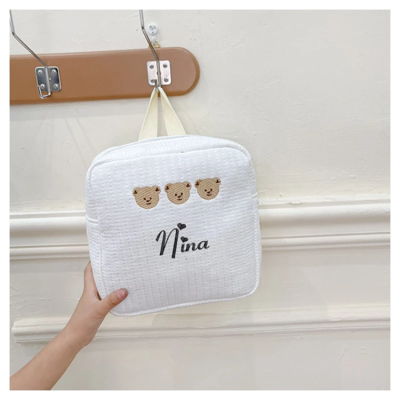 맞춤 이름 작은 곰 어린이 배낭, 가볍고 귀여운 아기 여행 배낭 자수 레터 책 가방  Best5