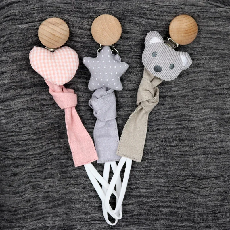 Cartoon Puppet Bear Woven Baby Pacifier Clip Pacifier Fixing Chain Anti Fall Newborn Soother Clip Comfort Baby Toy Pacifier Clip Pacifier Chain Pacifier Accessories