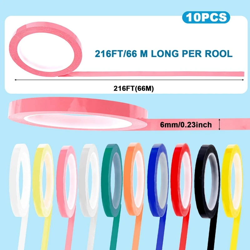 10 Rolls Autoclave Tape-Sterilization Tape,0.24 Inch Width 216.5 Inch Length Instruments Identification Tape 10 Colors Durable