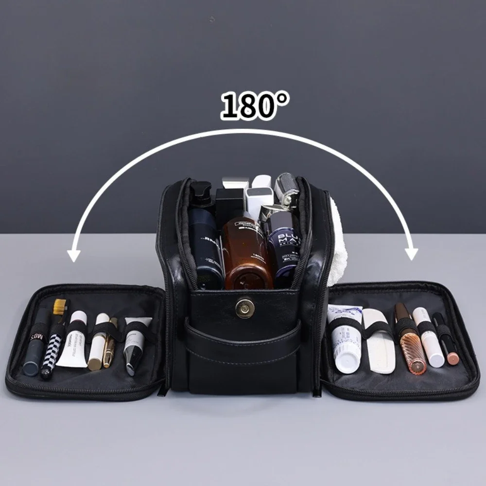 Multi Pockets PU Toiletry Bag For Women Men Travel Essentials Makeup Bags Waterproof Hanging Bag Cosmetic Washing Organizer Bag