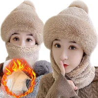 Plush Hat Women S Scarf Mask Integrated Ear Protection And Headband Cap 1