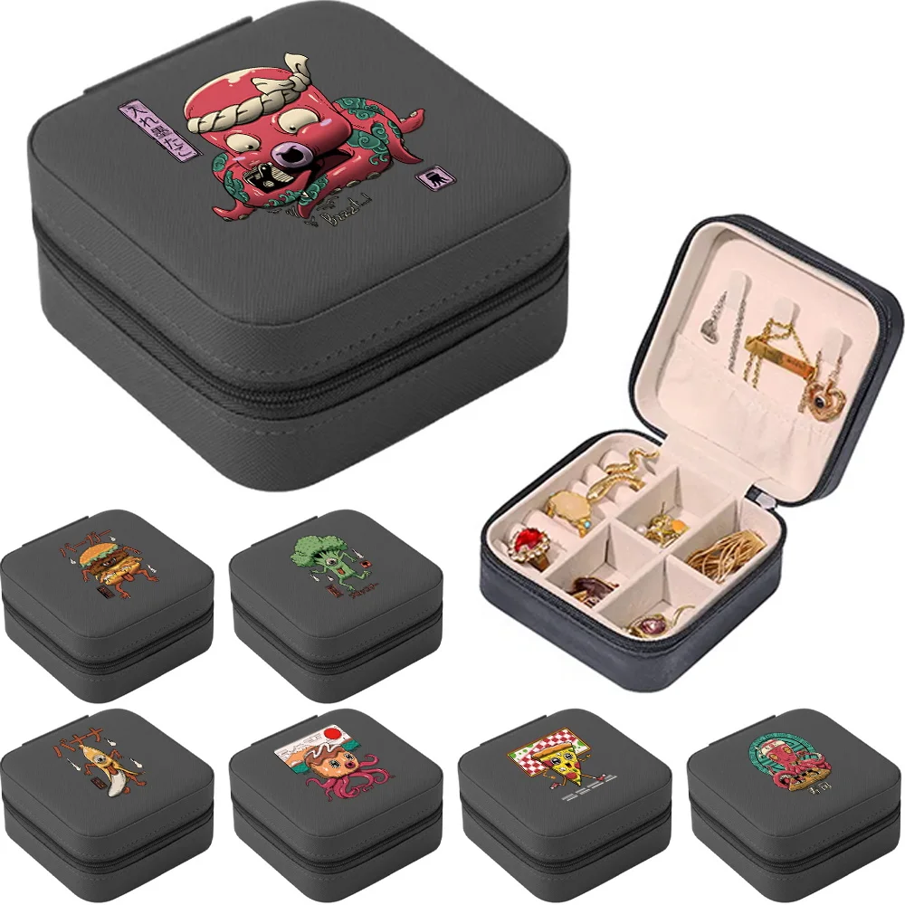 

Portable Jewelry Box Jewelry Jewelry Organizer Display Travel Jewelry Case Boxes Cute Monster Print Zipper Jewelers Jewelry Box