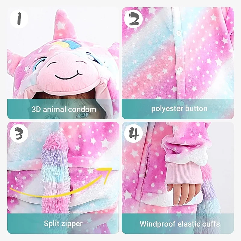 MICHLEY Halloween Flannel Hooded Children Blanket Sleepers Winter Clothes Jumpsuit Sleepwear Robe Pajamas Costume Boys Girls