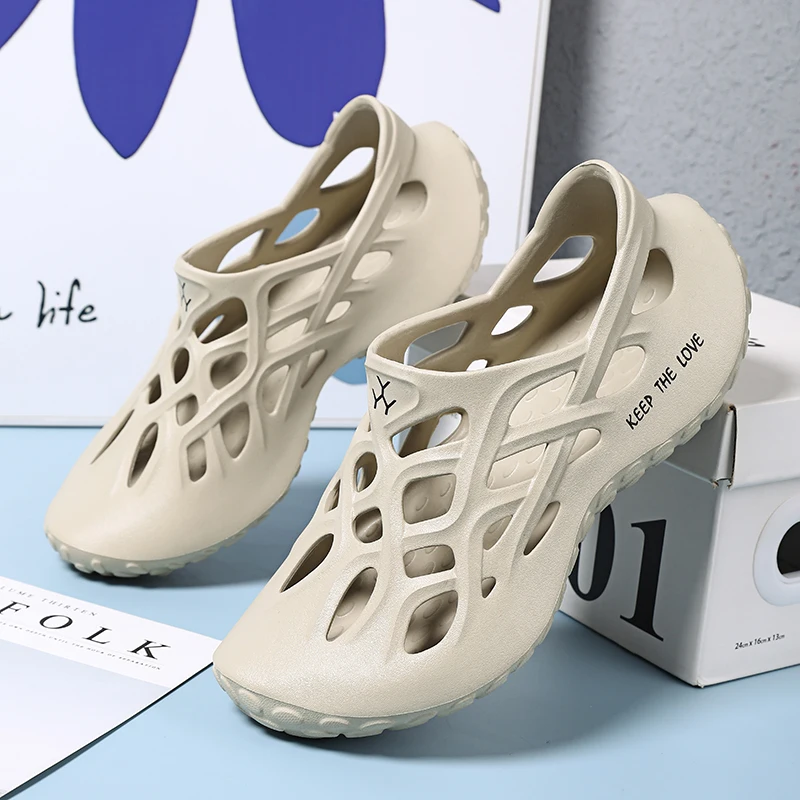 Summer Men Sandals Light EVA Men's Casual Shoes Hole Shoes ClogsLovers Home Garden Outdoor Male Beach Flat Slippers Big Size