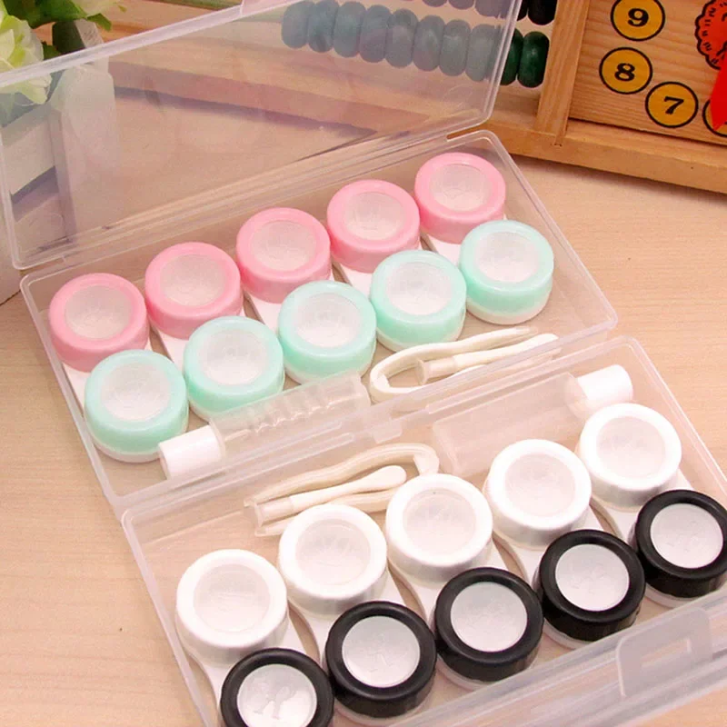 5쌍 콘택트렌즈 케이스 여성 여행용 콘택트렌즈 박스 렌즈 보관함 뷰티용 렌즈 박스