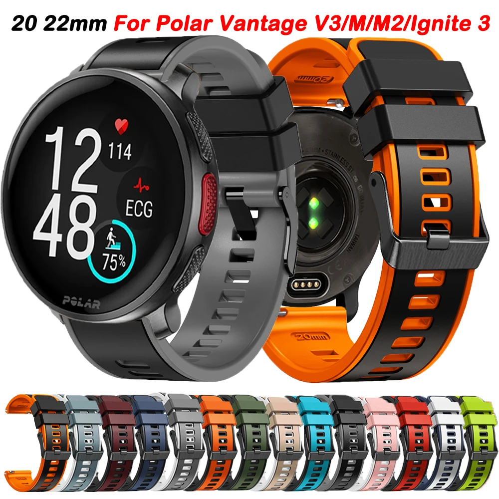 Sport Silicone Wrisband Per Polar Vantage V3 M M2 Grit X Pro Ignite 3 2 Unite Pacer Pro Strap 20 22Mm Smart Watch Accessori