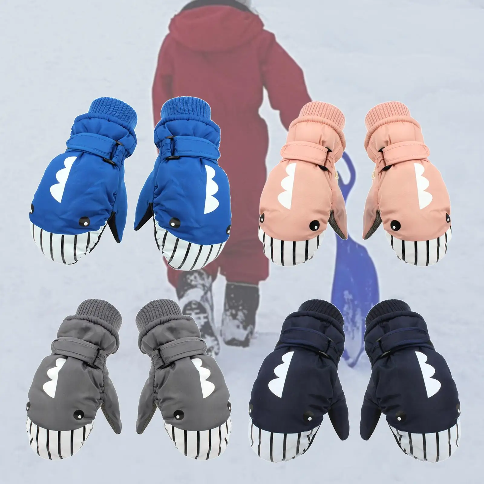 Kids Winter Gloves Nonslip Warm Thickened Gloves Fleeced Lined Snowboard Gloves