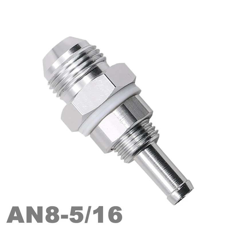 

8AN Straight to 5 / 16inch Hose Barb Double Fuel Pump Tank Fitting Bulkhead Adapter Fitting Hose Thread Fuel Oil Gas Connector