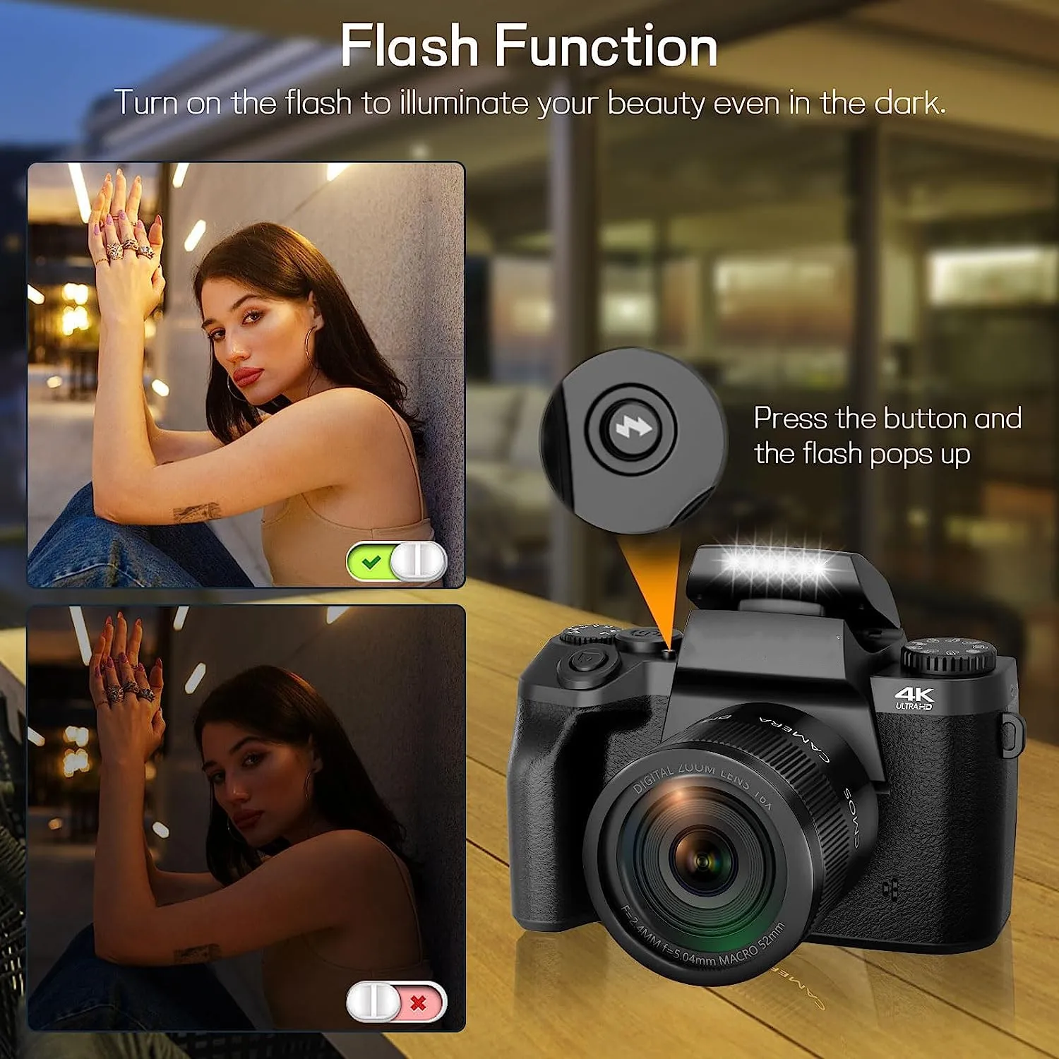 4K 64MP Cameras SLR DSLR for Photography 60FPS WiFi Auto