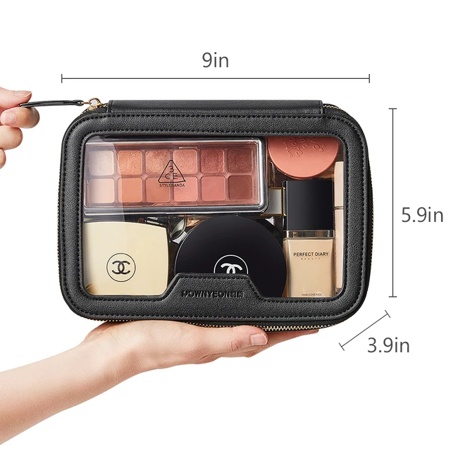 Rownyeon Clear Makeup Case Toiletry Bag Travel Makeup Train Case