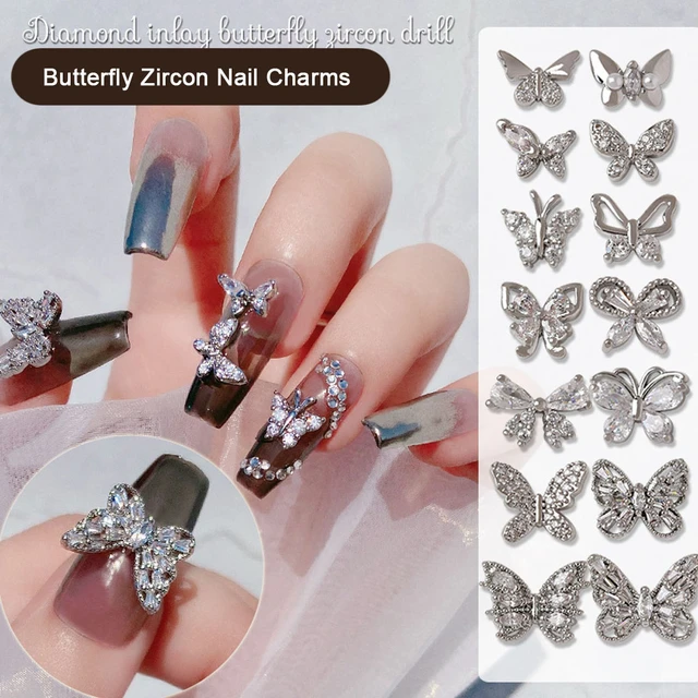 3D Zircon Butterfly Nail Charms Butterfly Nail Gems Gold Silver Rhinestones  for Nails Cute Charms for Nails Jewelry Supplies - AliExpress