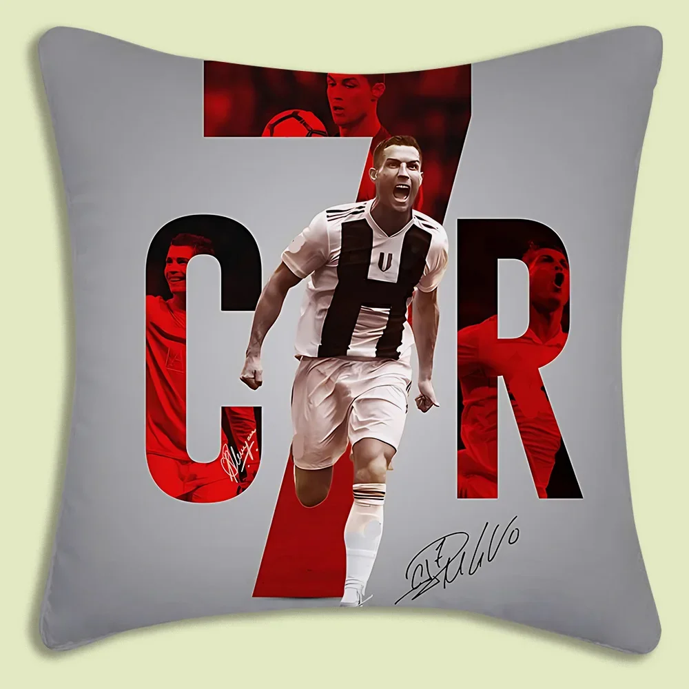 CR7 Pillow Covers Cartoon Cristiano Ronaldo Sofa Decorative Home Double-sided Printing Short Plush Cute Cushion Cover