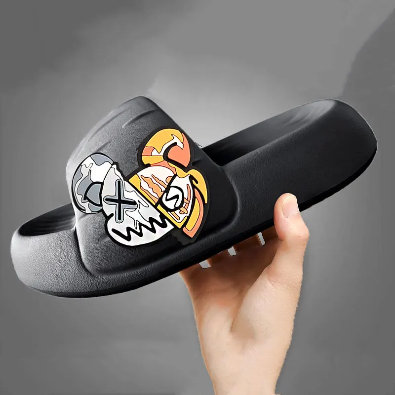 Mo Dou Women's Slippers EVA Thick Soft Sole Home Shoes Double-sided Bear for Outdoors Non-slip Deodorant Fashionable for Men — view 2
