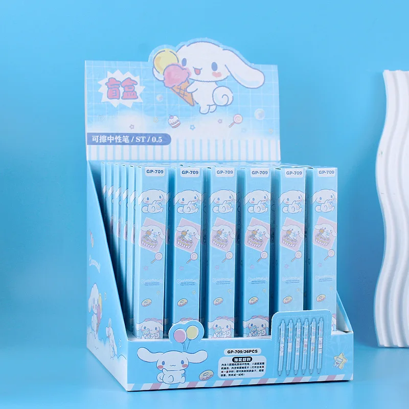 

36 pcs/lot Sanrio Cinnamoroll Erasable Press Gel Pen Cute 0.5mm Blue Ink Neutral Pens Promotional Gift Office School Supplies