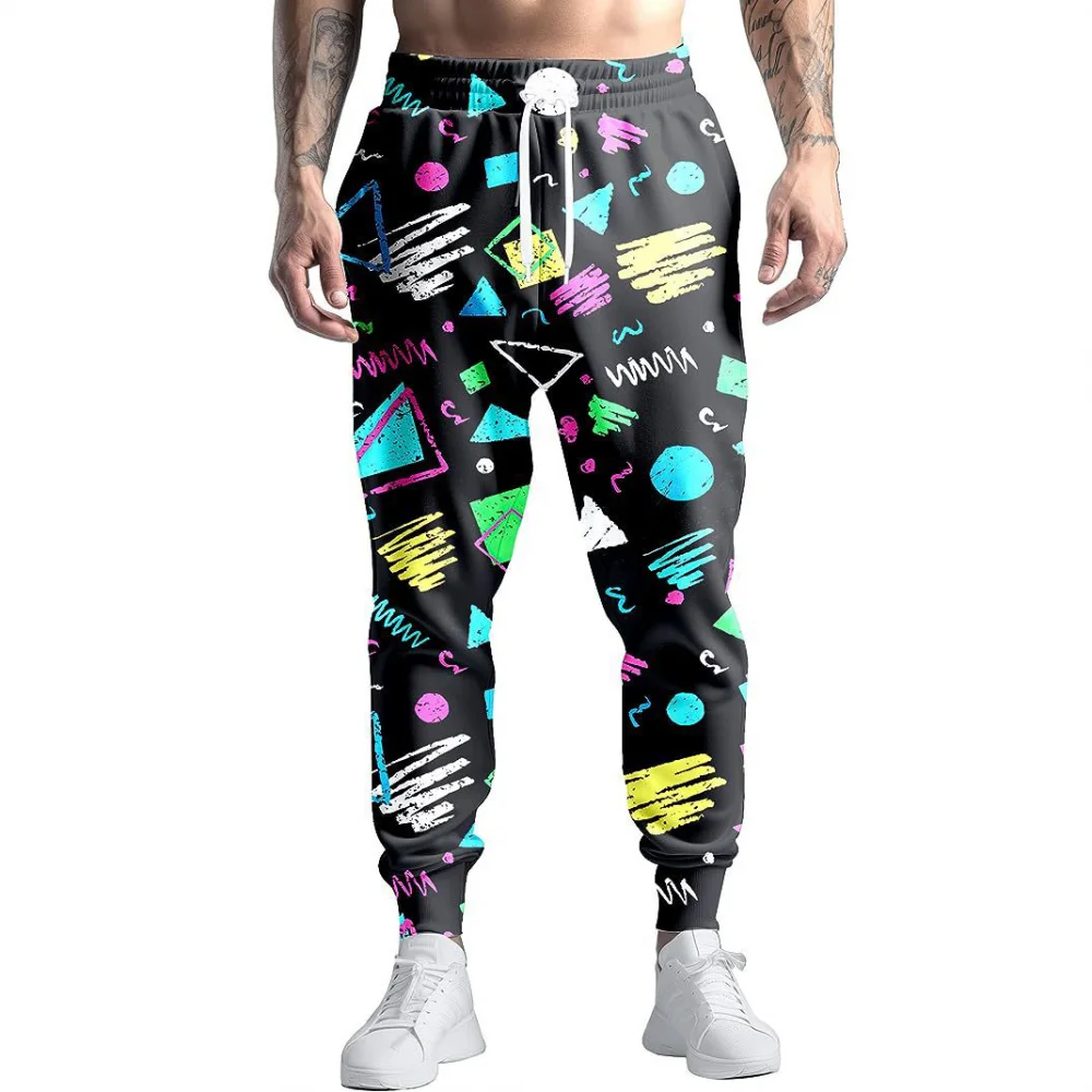 Men's Jogger Sweatpants 80S 90S Style Lightweight Jogger Pants with Elastic Waist for Sports Athletic Track Halloween Costumes