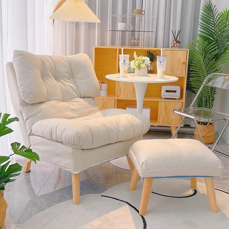 

White Wood Chairs Ergonomic Single Mobile Back Support Chairs Lazy Sofa Meubles De Salon Chair Living Room Furniture