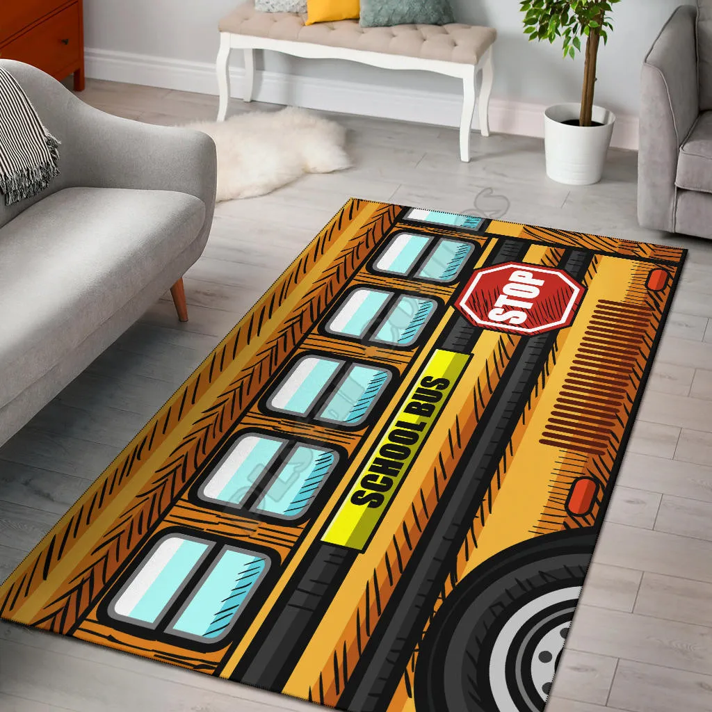 

School Bus Area Rug 3D All Over Printed Rug Non-slip Mat Dining Room Living Room Soft Bedroom Carpet