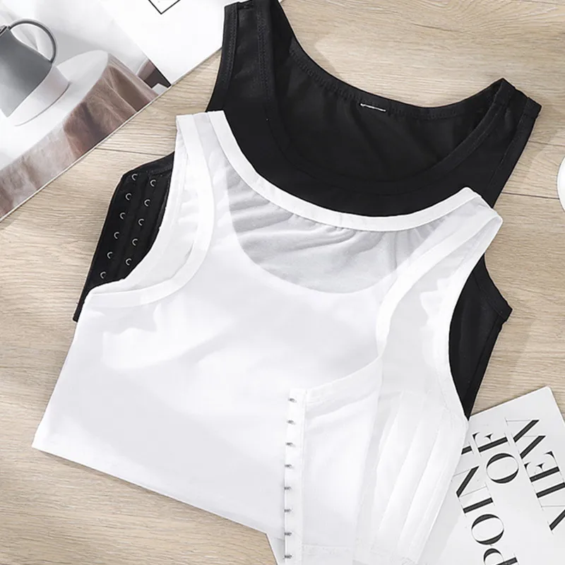 Sportwear Chest Breast Binder Trans Crop Top Flat Breast Binder Les Corset Stretch Body Shaping Buckle Tomboy Bra Tank