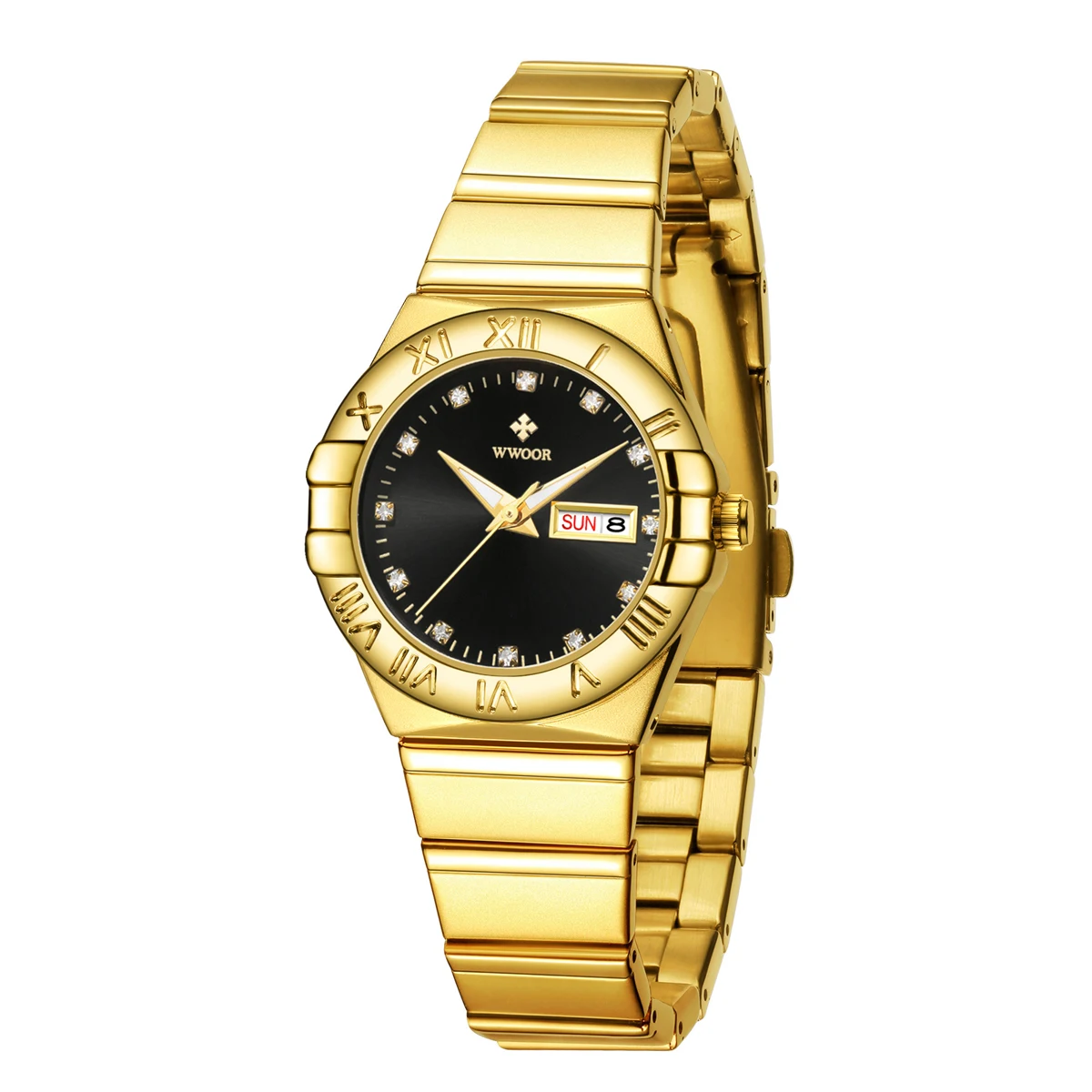 WWOOR Wristwatch For Women Elegant Quartz Stainless Steel Clock Luxury Band Ladies Watches Fashion Casual Business Reloj Mujer