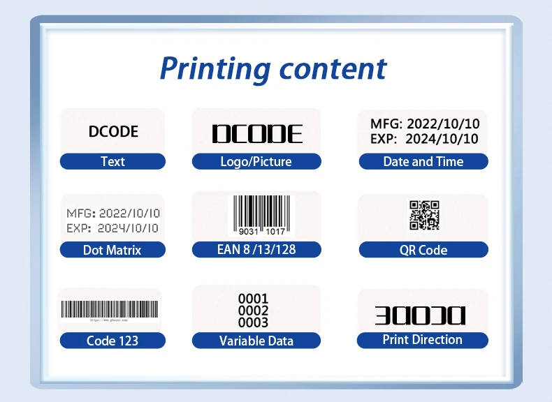 DC98 Mini Portable Inkjet Printer 12.7mm Handheld Thermal Inkjet Printer QR Barc