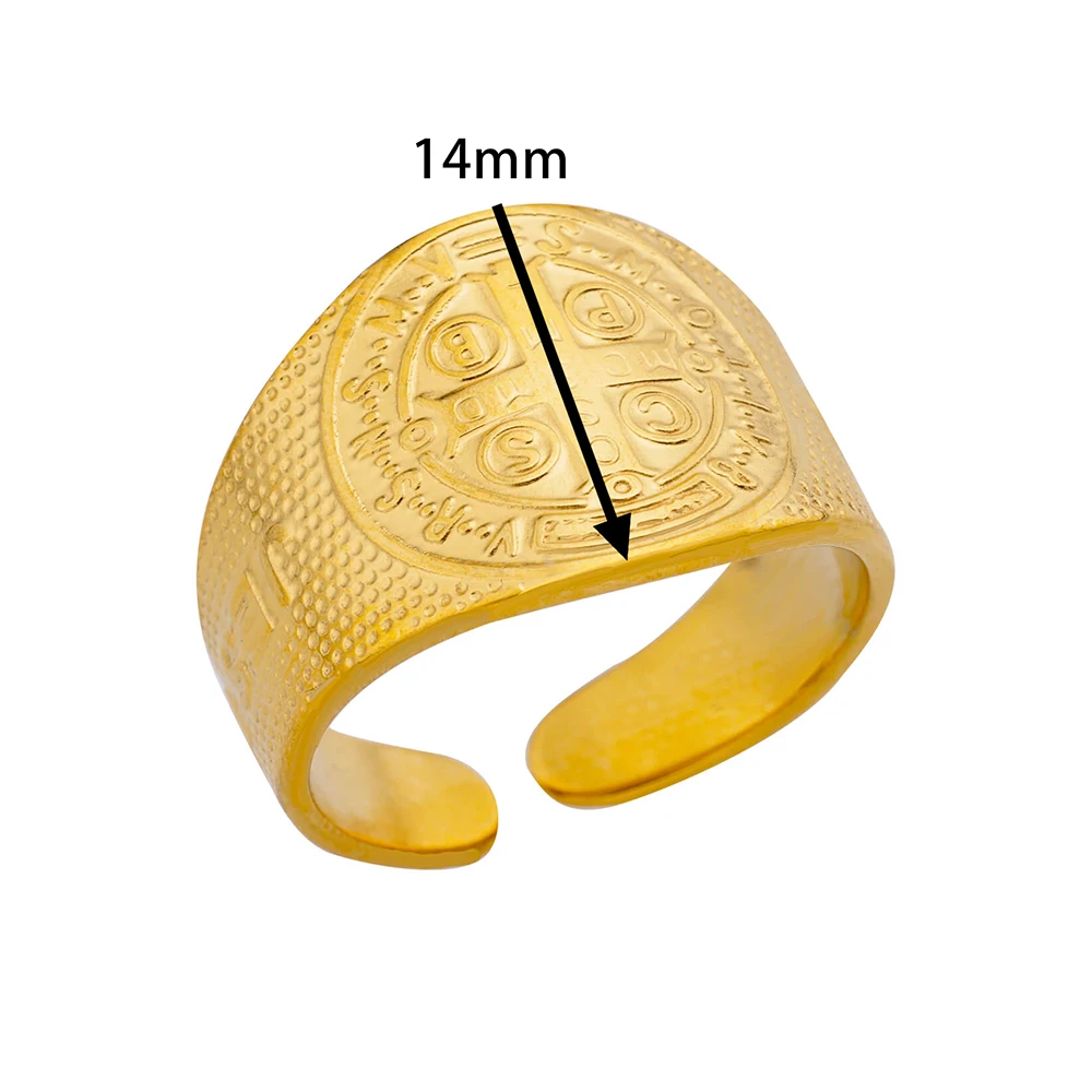 Stainless Steel Cross Rings Engraved Gold Plated Finger Ring Women 18k