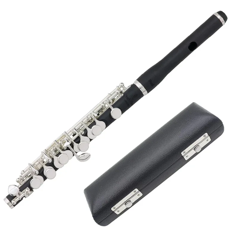Key of C Piccolo Flute 16 Hole Piccolo with PU Leather Box & Cleaning Tool for Beginner Kids Student Instrument