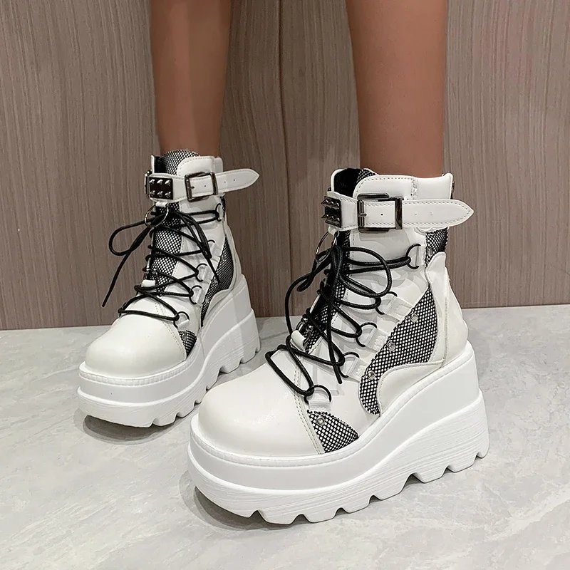 Women's Boots 2024 Autumn Women Ankle Boots Platform Wedges High Heels Short Boots New Fashion Design Zip Cosplay Shoes of Women