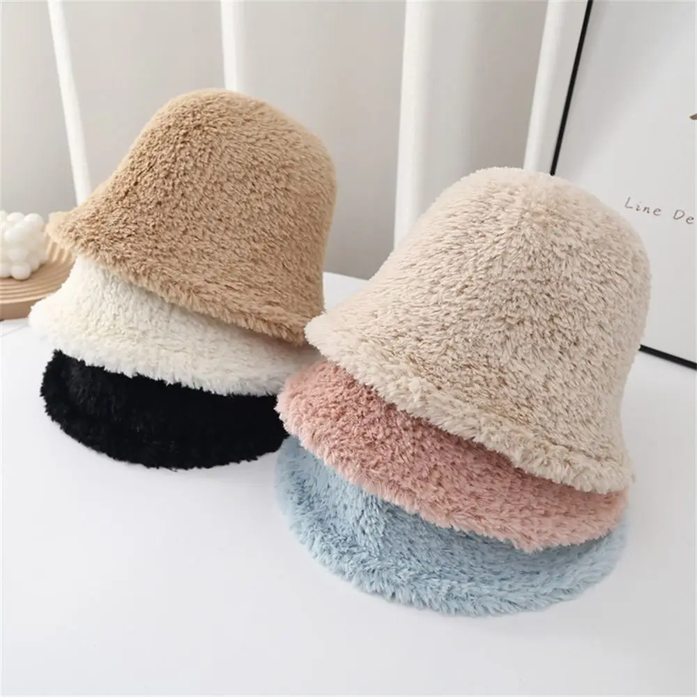 

Панама плюшевая однотонная, повседневная утепленная шапка для улицы, сохраняет тепло, для зимы