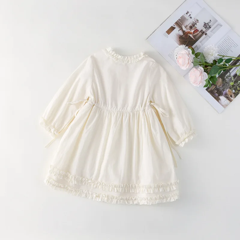 Girls Long Sleeve Ruffled Dress for Spring