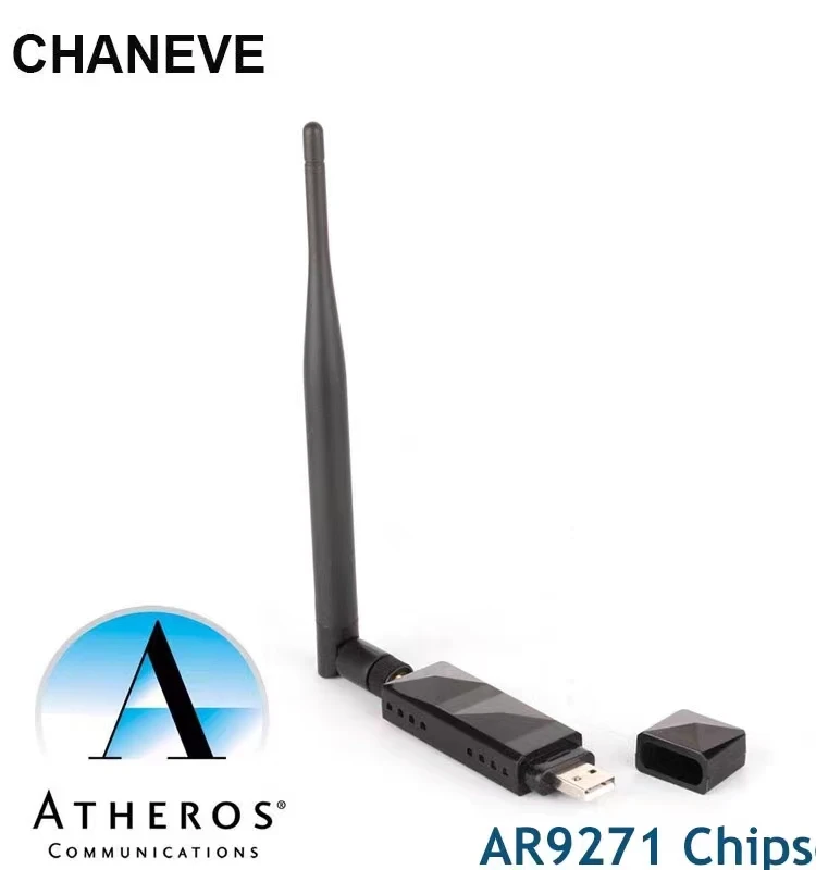 Atheros AR9271 칩셋 150Mbps 무선 USB WiFi 어댑터 Windows/8/10/Kali Linux 용 2 안테나가있는 802.11n 네트워크 카드