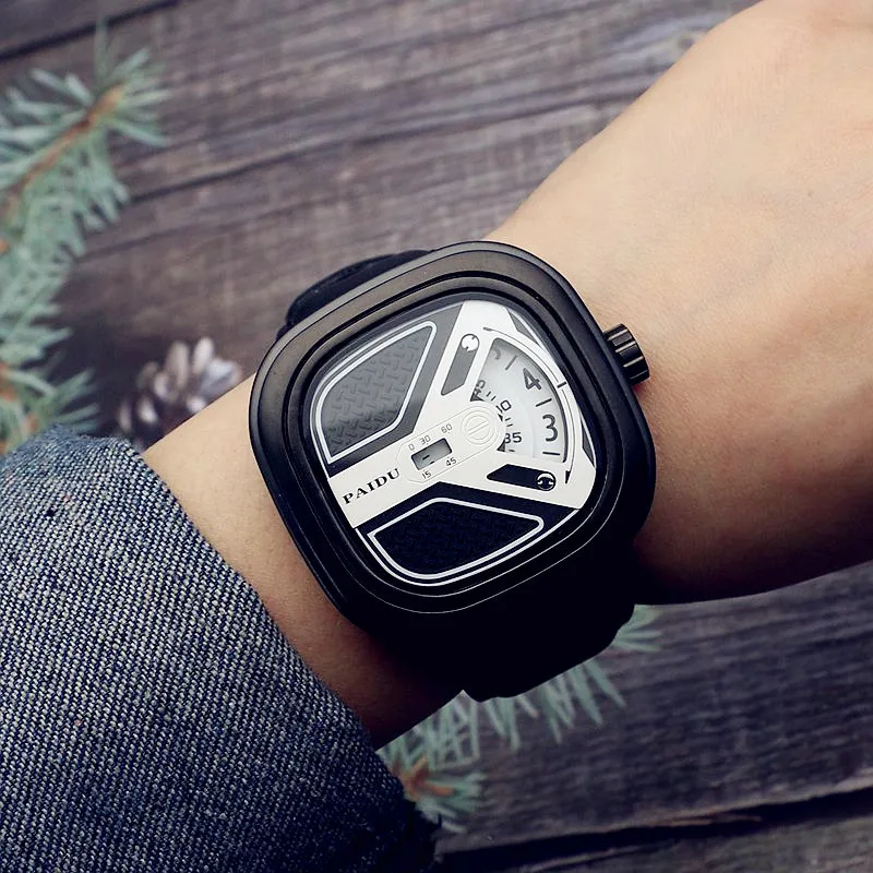 

Sdotter UTHAI CE96 Punk Style Square Turntable Boys Watch Trendy Men's Turntable Fashion Watch Wild Belt Waterproof Quartz Watch