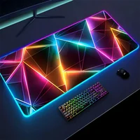XXL RGB Gaming Mouse Pad New 3D Geometry Desk Mat HD Gamer Accessories Large LED Light Mousepads PC Computer Carpet with Backlit
